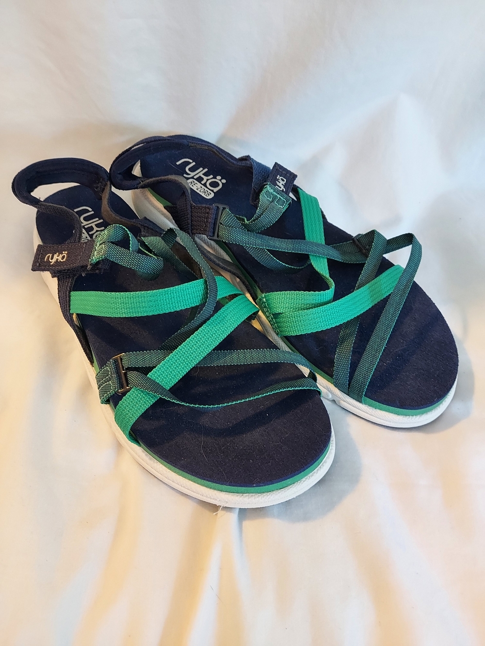 Ryka Mirasa Sport Sandals Medieval Blue Green RE-ZORB Strappy Sz 7